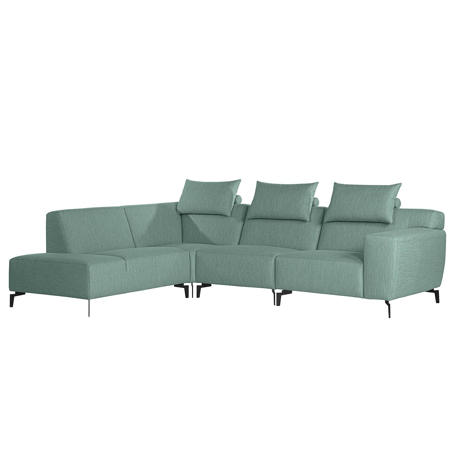 home24 loftscape Ecksofa Manot II Mintgrau Webstoff 286x77x205 cm