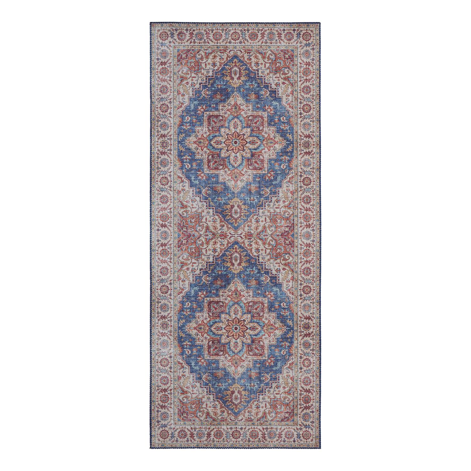 home24 Nouristan Läufer Anthea Jeansblau Rechteckig 80x200 cm (BxT) Vintage Design Webstoff