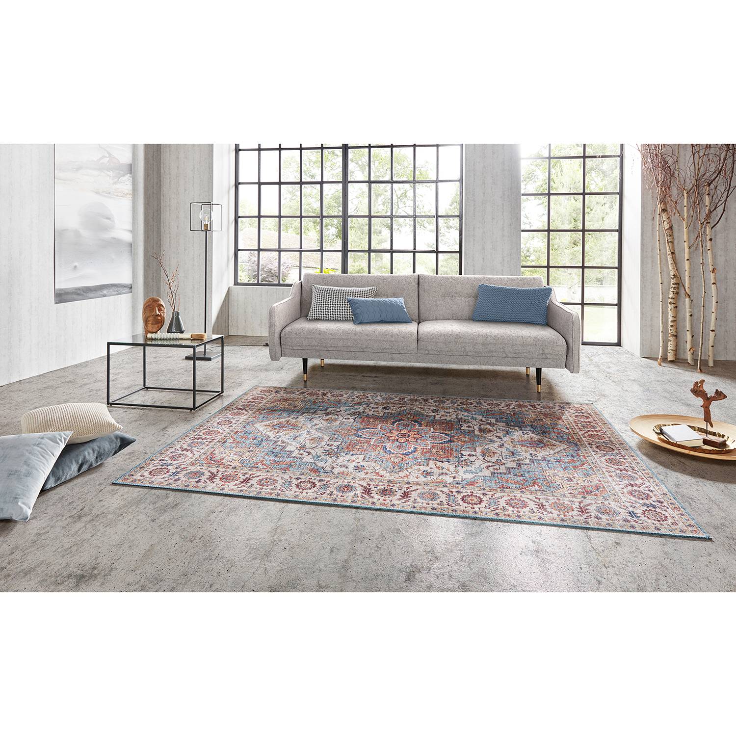 home24 Nouristan Kurzflorteppich Anthea Creme Rechteckig 120x160 cm (BxT) Vintage Design Webstoff