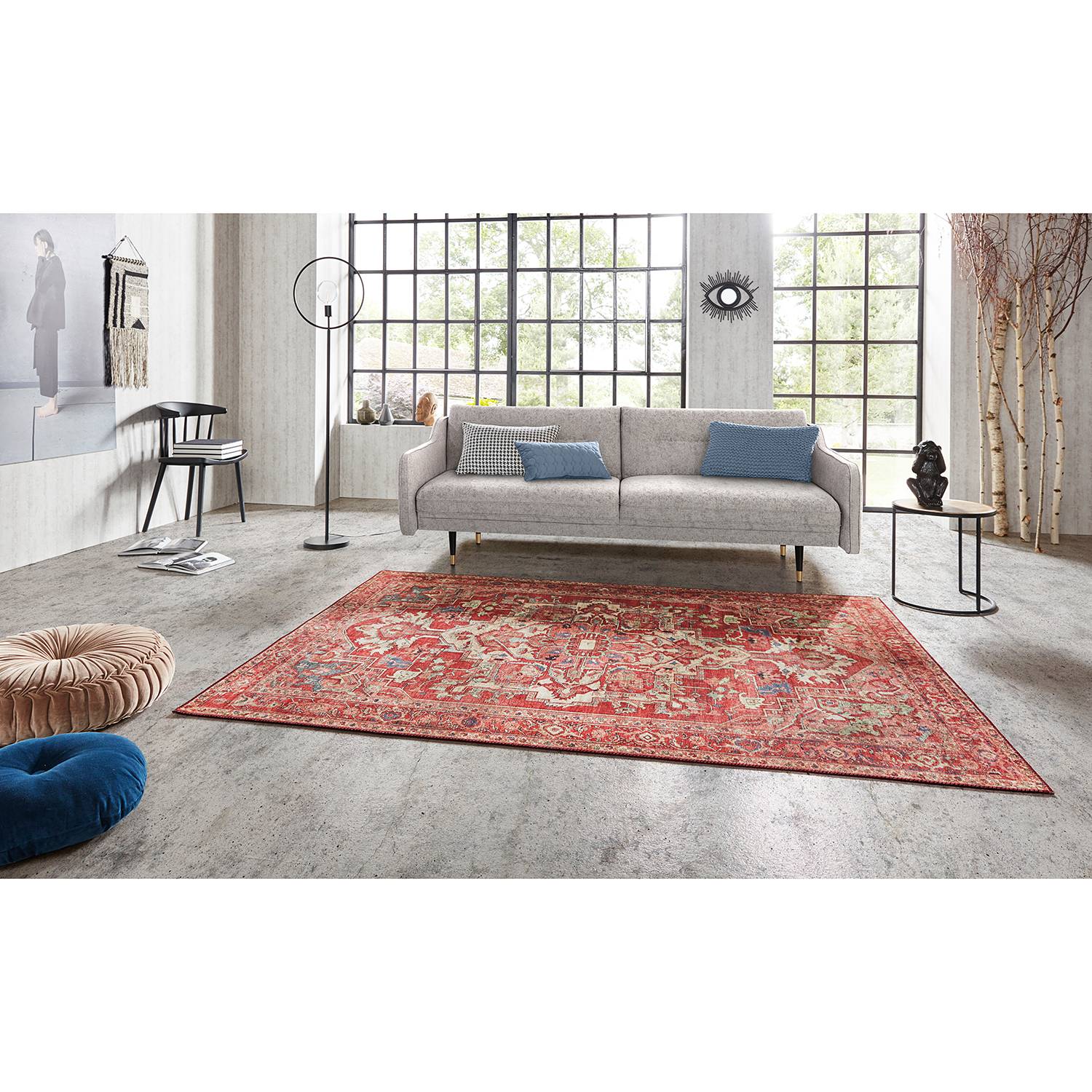 home24 Nouristan Kurzflorteppich Leta Orientrot Rechteckig 120x160 cm (BxT) Vintage Design Webstoff