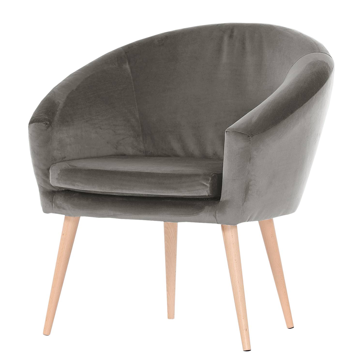 home24 Mørteens Sessel Tippytoe IV Grau Microfaser 73x73x66 cm (BxHxT)