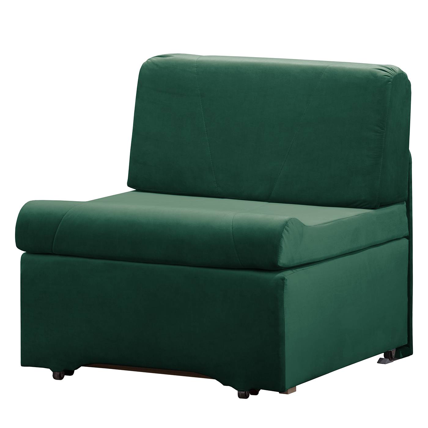 home24 Fredriks Schlafsessel Disley III Dunkelgrün 100% Polyester mit Schlaffunktion/Bettkasten 86x84x84 cm (BxHxT)