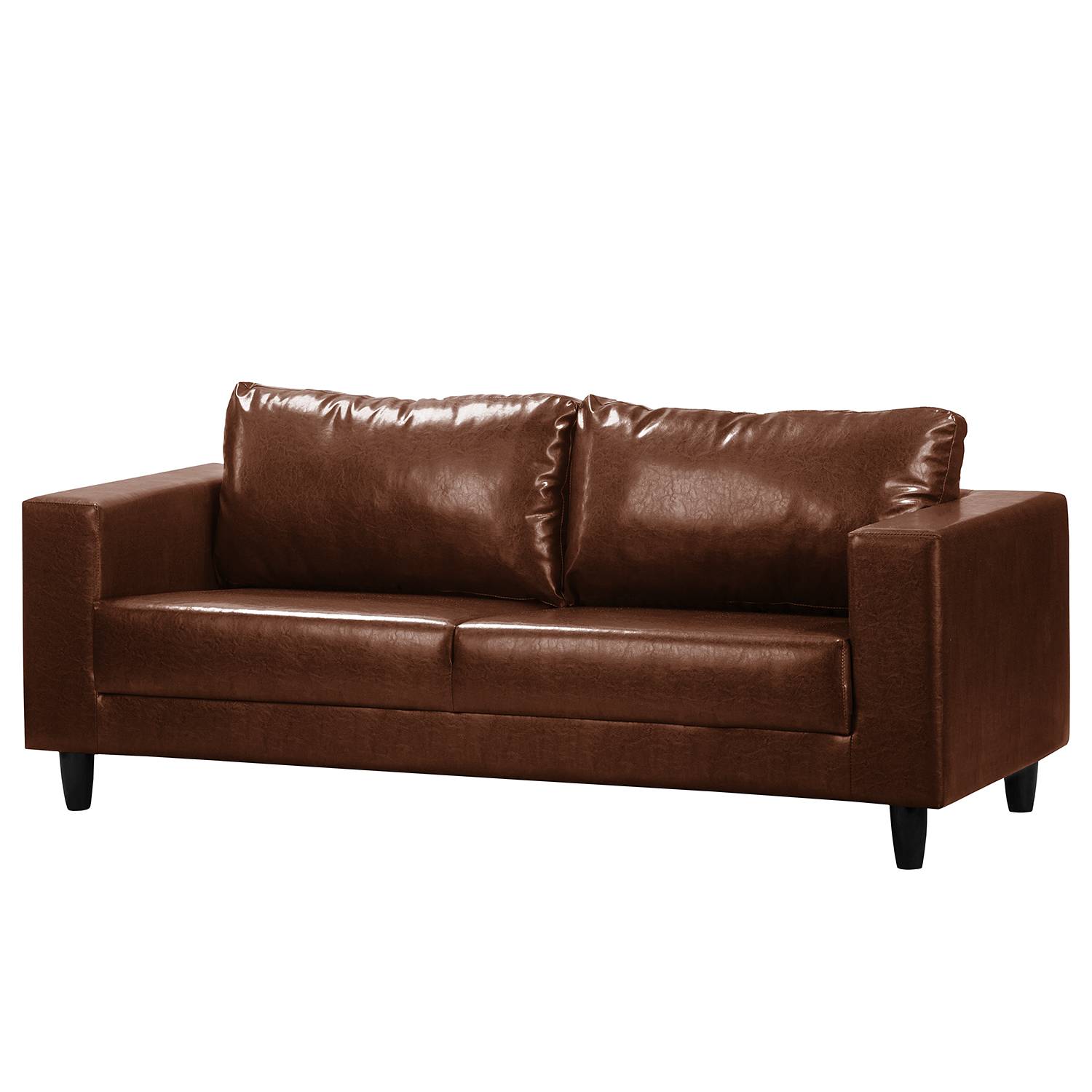 home24 ars manufacti Sofa Bexwell I 3-Sitzer Schokoladenbraun 100% Polyurethan 180x80x75 cm (BxHxT) Industrial
