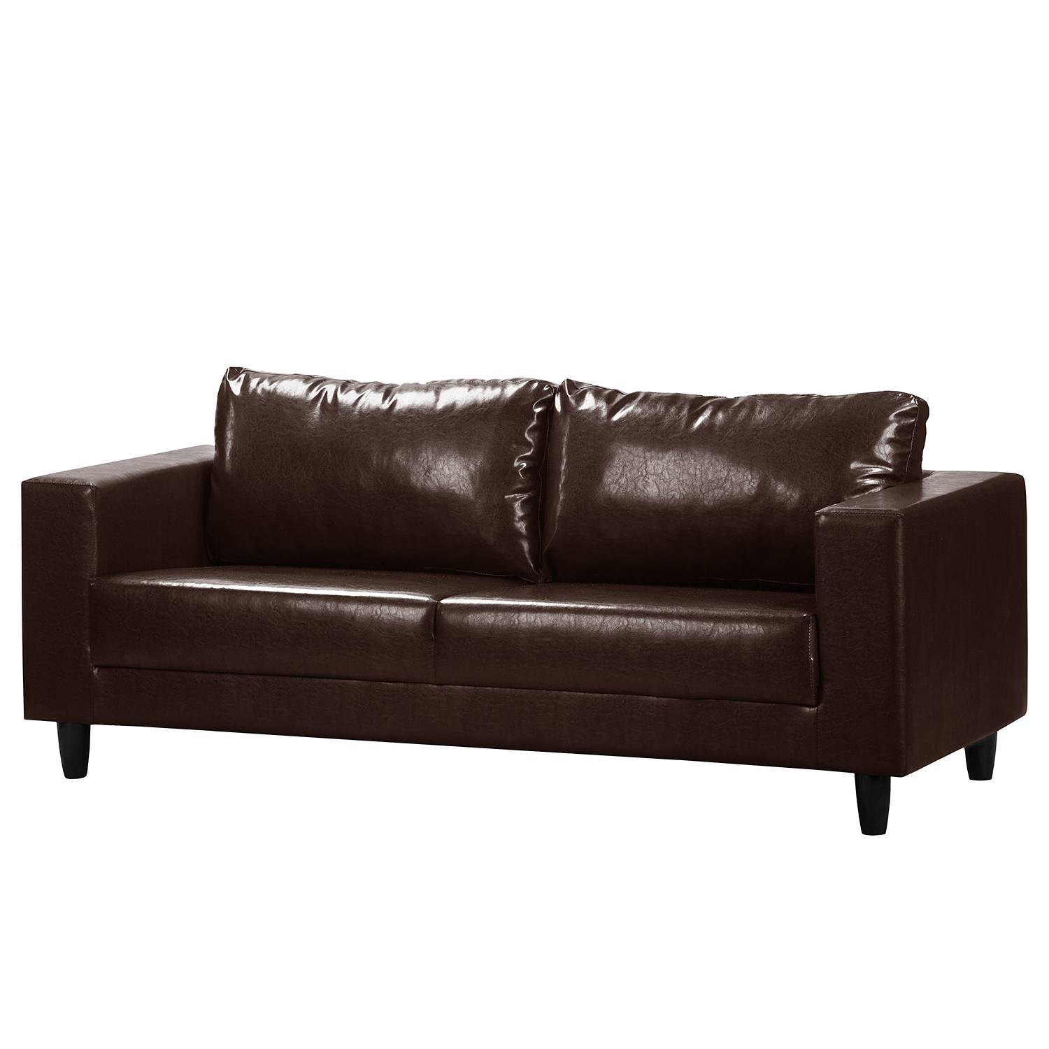 home24 ars manufacti Sofa Bexwell I 3-Sitzer Dunkelbraun 100% Polyurethan 180x80x75 cm (BxHxT) Industrial