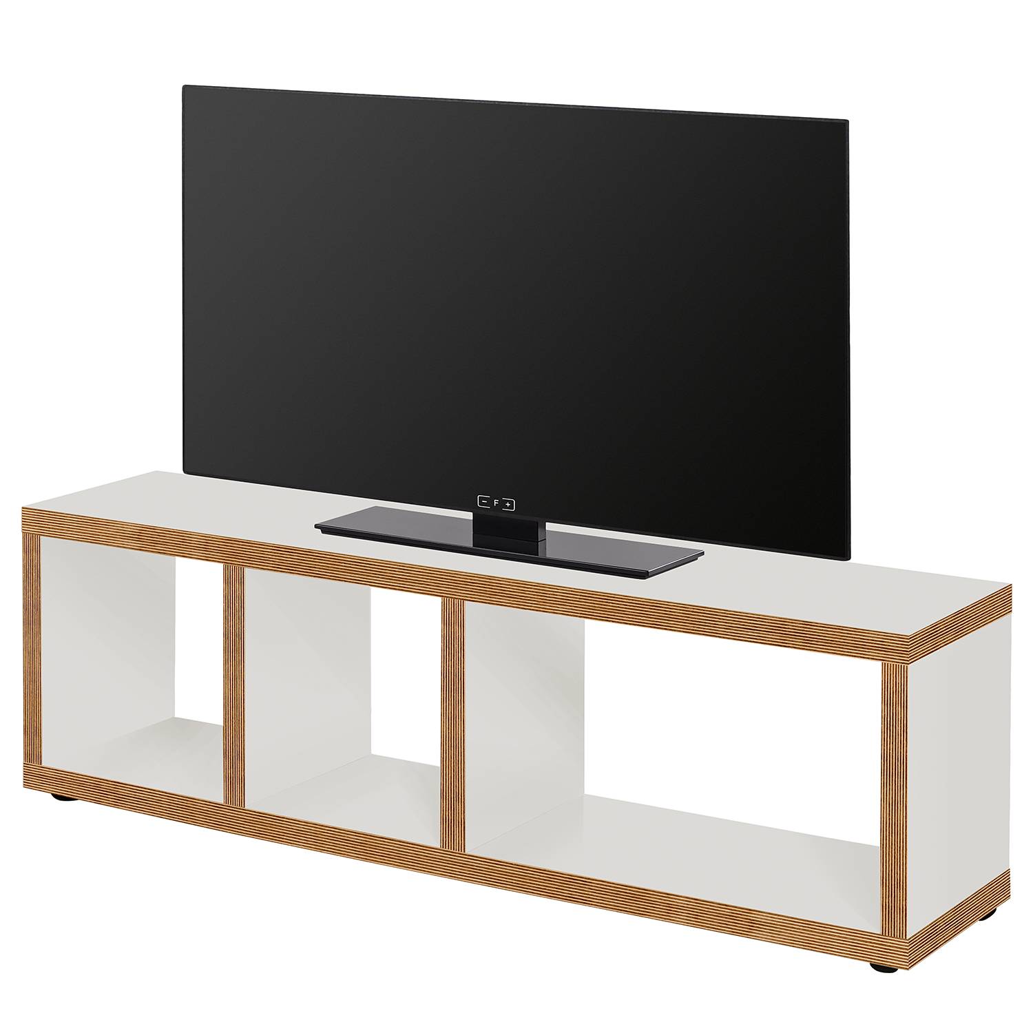 home24 temahome TV-Lowboard Berlin Weiß/Braun Wabenplatte 150x45x34 cm (BxHxT) Modern