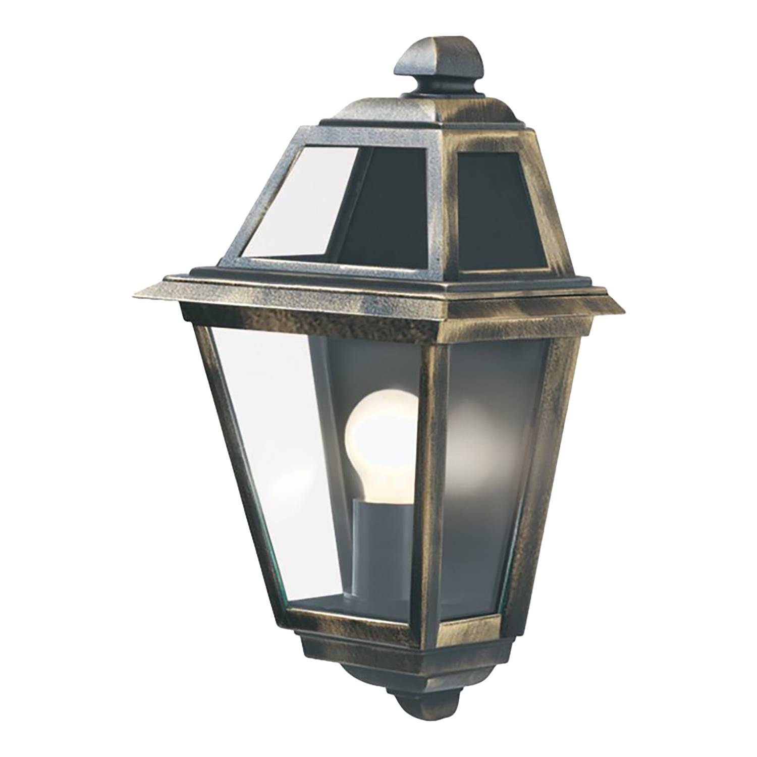 Wandlaterne 'New Orleans' 1-flammig – Schwarz-Gold, IP44, Für E27 Birnen, 50x22x27 Cm