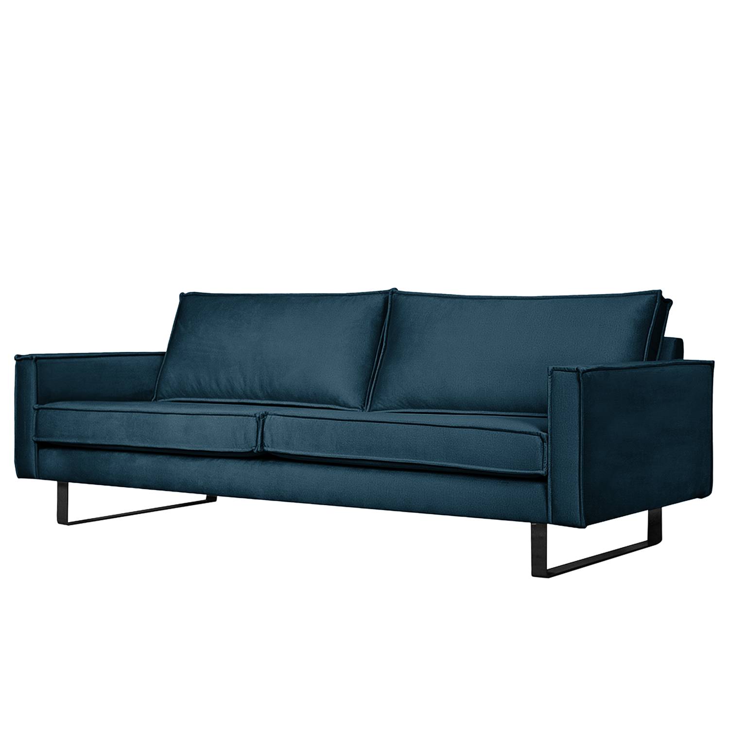 home24 ars manufacti Sofa Liel II 3-Sitzer Marineblau Samt 222x84x94 cm