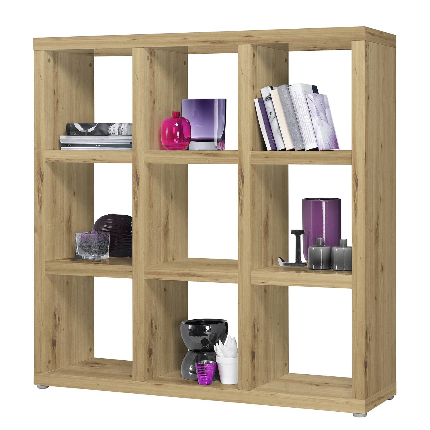 home24 Fredriks Regal Madina II Wabenplatte Eiche Artisan Dekor 123x124x35 cm (BxHxT)