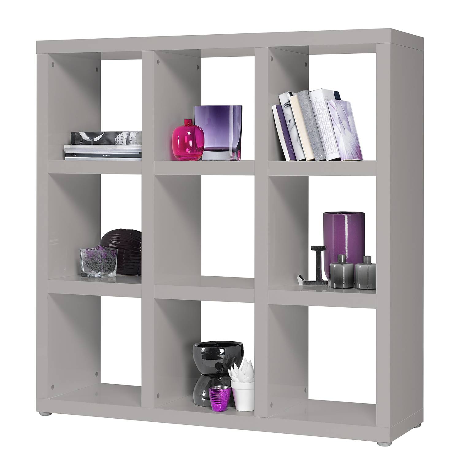 home24 Fredriks Regal Madina II Wabenplatte Grau 123x124x35 cm (BxHxT)