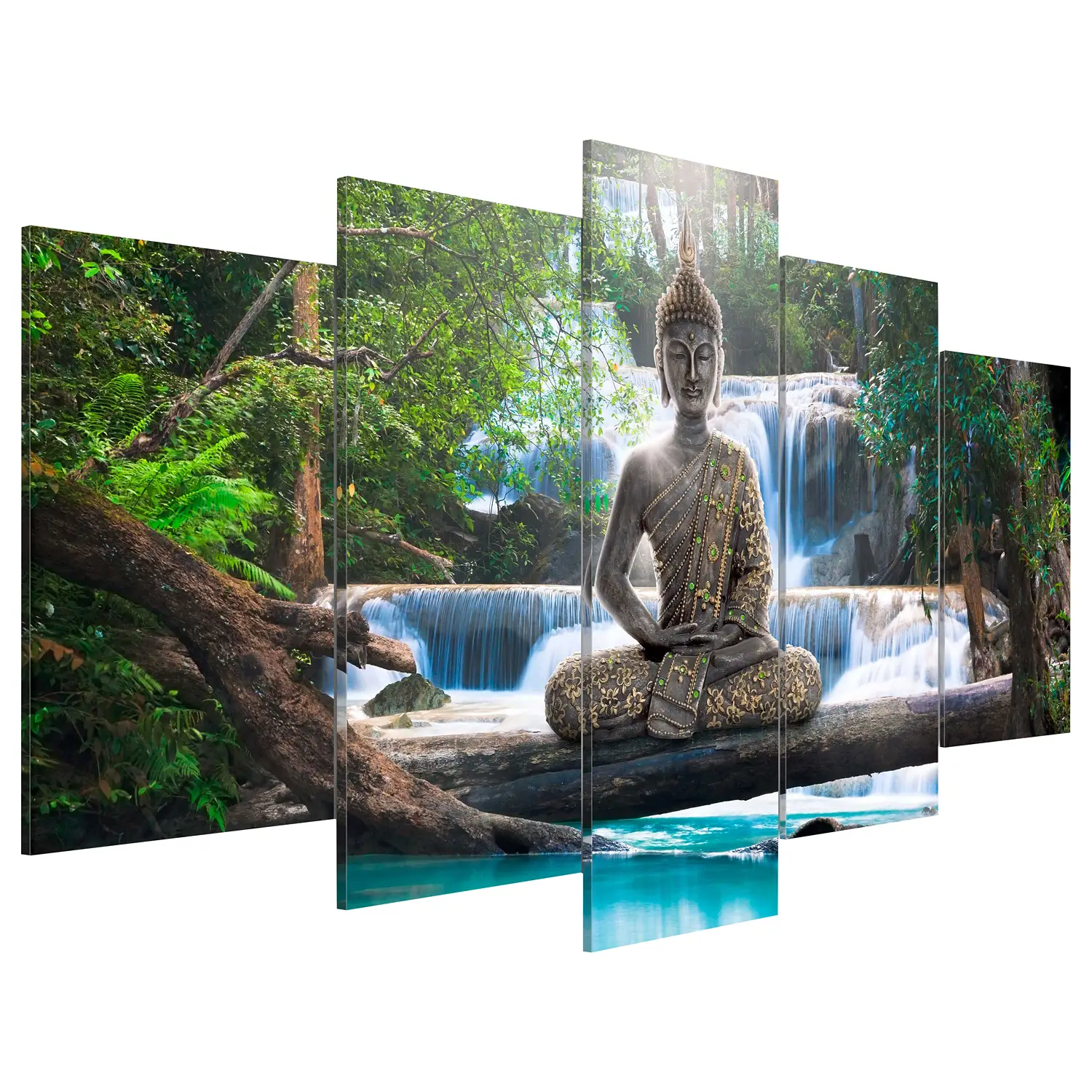 Acrylglasbild Buddha and Waterfall