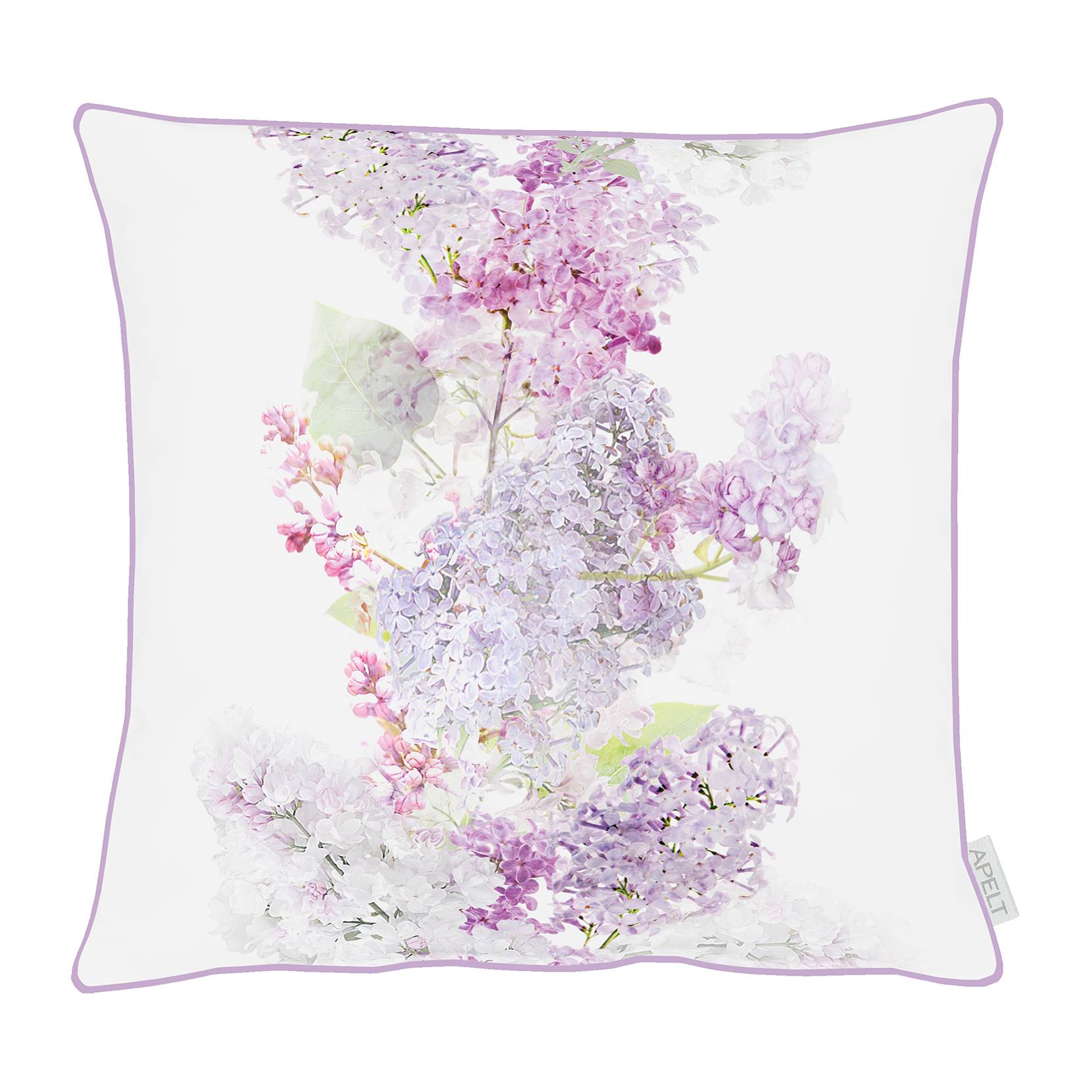home24 Apelt Dekokissen 6913 I Weiß/Flieder 45x45 cm (BxH) Baumwollstoff