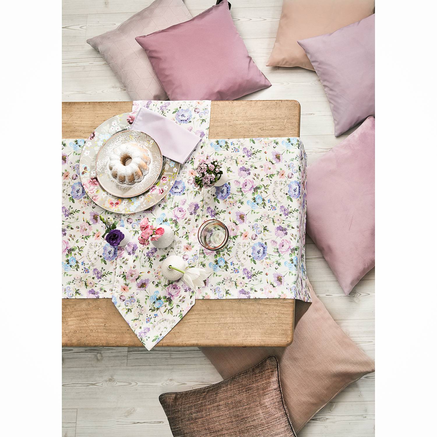 home24 Apelt Tischläufer 6911 Weiß/Mauve Mischgewebe 48x140 cm (BxT)