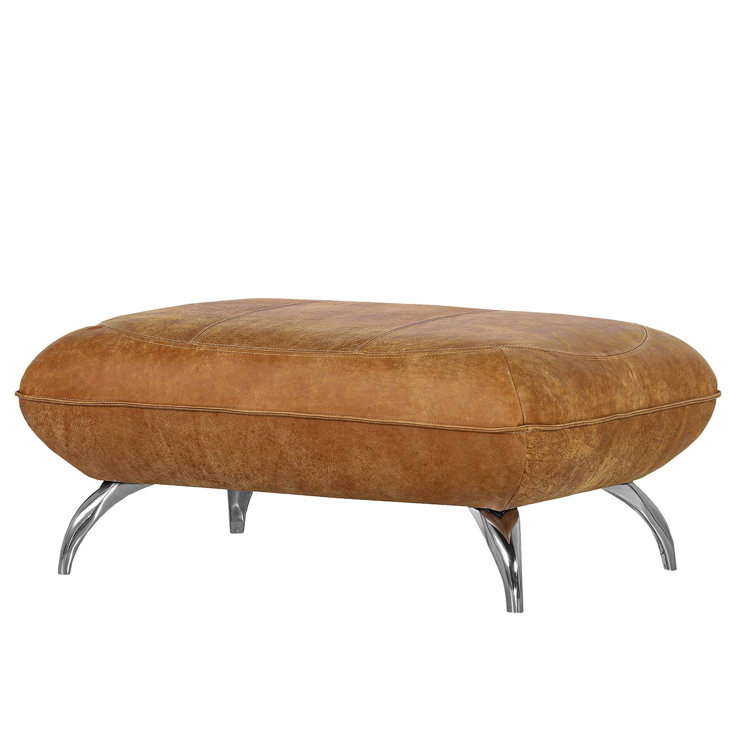 home24 loftscape Polsterhocker Astley Cognac Echtleder 95x43x65 cm (BxHxT) Modern