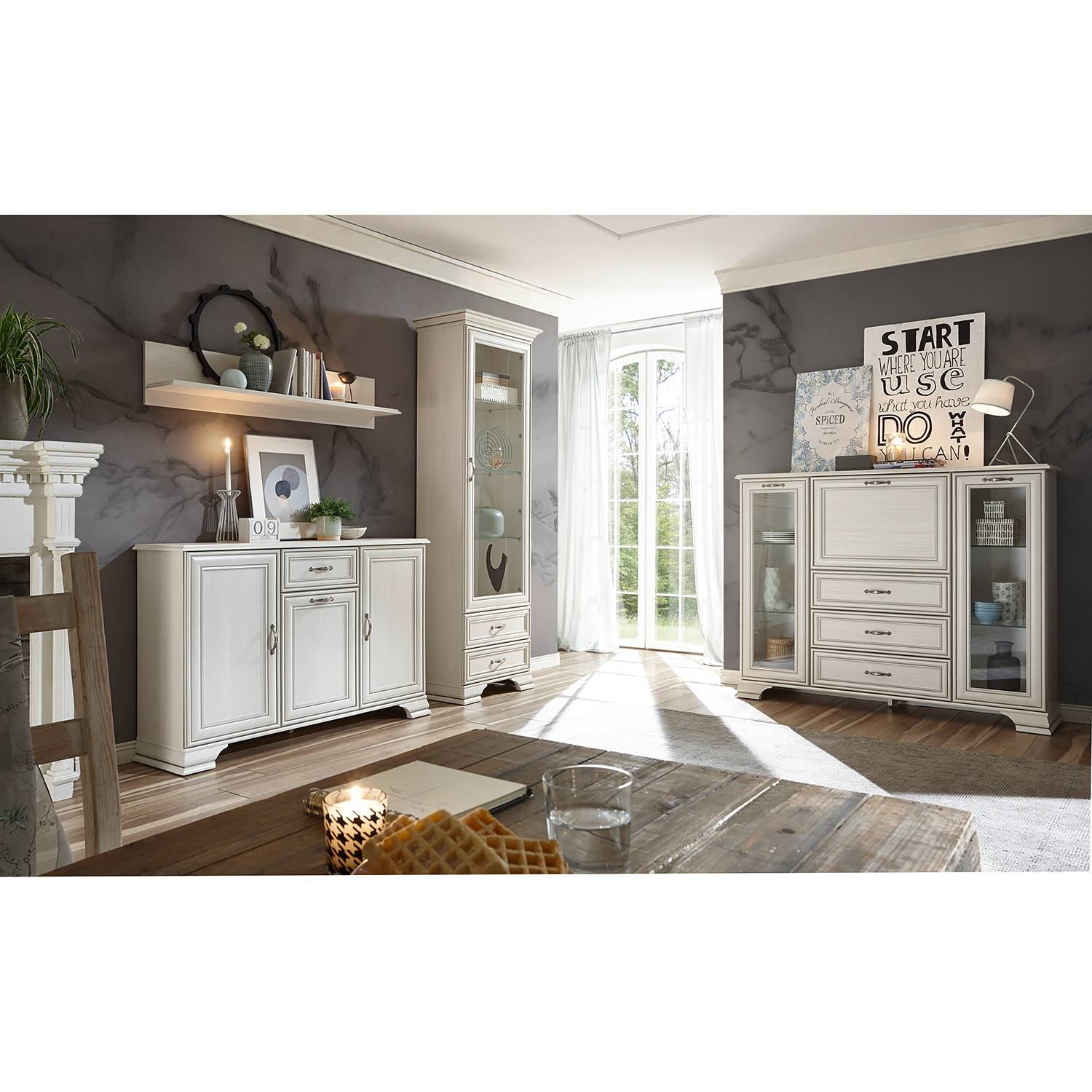 home24 Ridgevalley Wandregal Covedale Spanplatte Weiß 130x27x22 cm (BxHxT)
