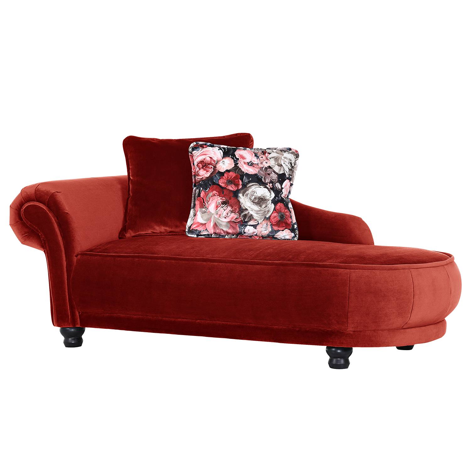 home24 Ridgevalley Recamiere Lusse Kirschrot Samt 200x81x100 cm