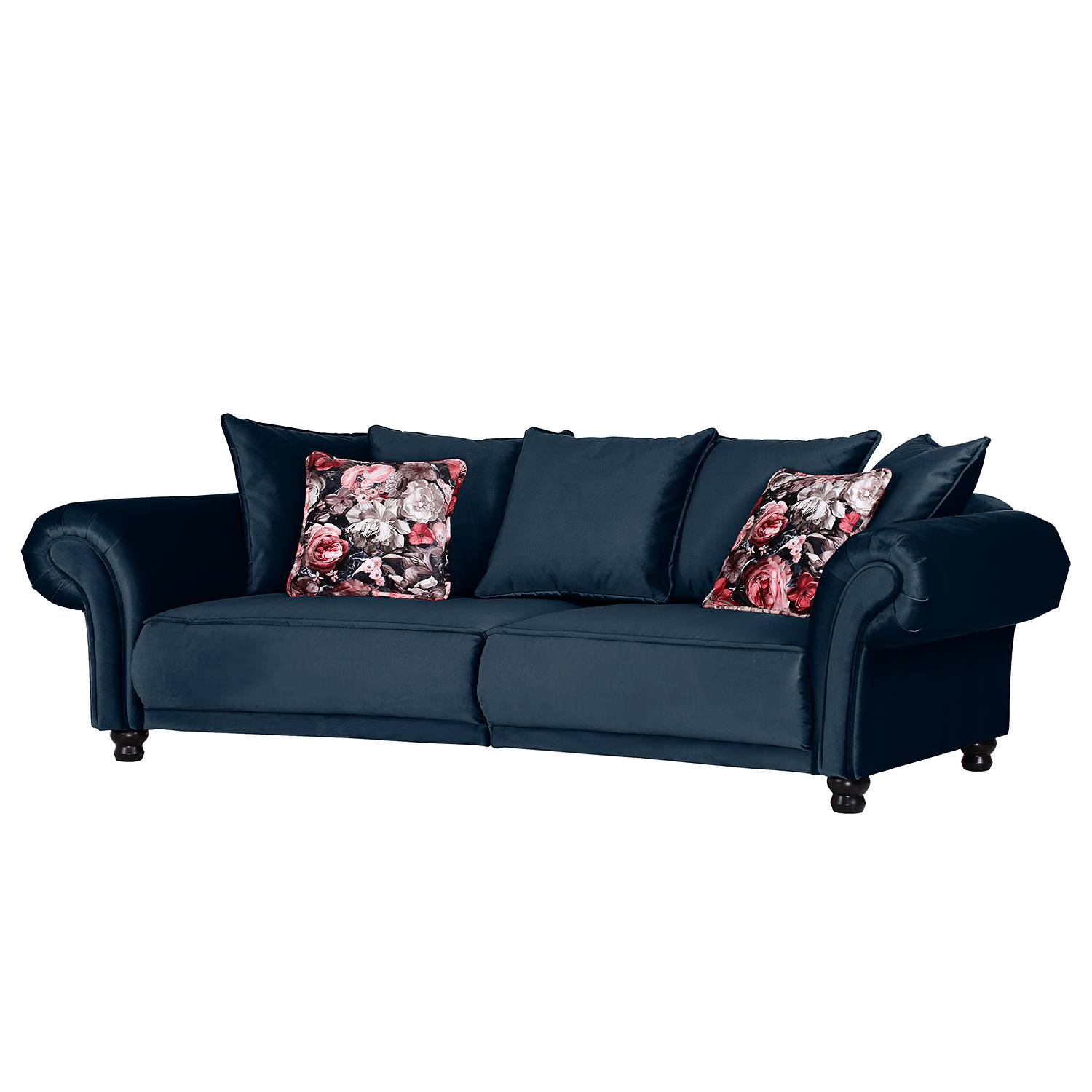 home24 Ridgevalley Bigsofa Lusse Marineblau Samt 284x81x143 cm