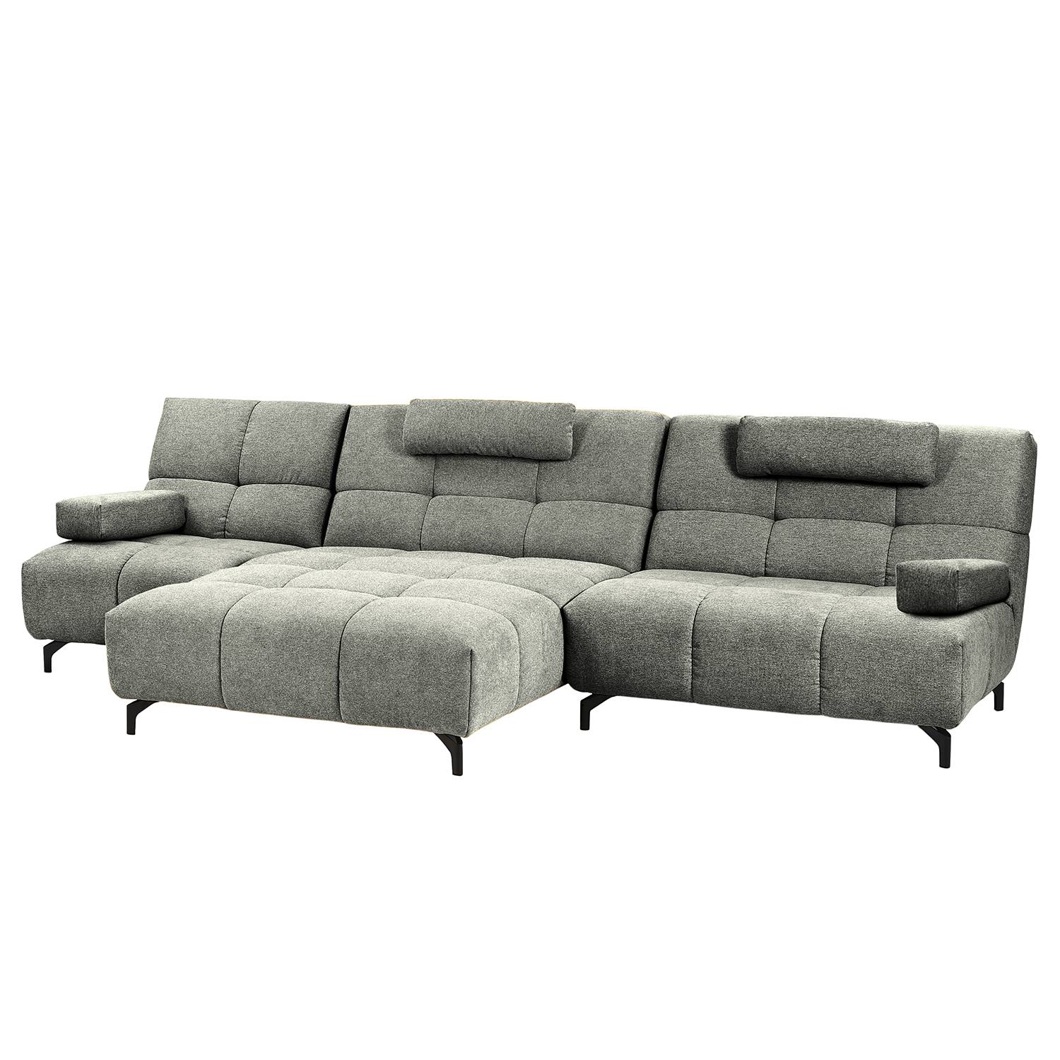 home24 Fredriks Ecksofa Bellmore III Hellgrau Microfaser 240x91x169 cm