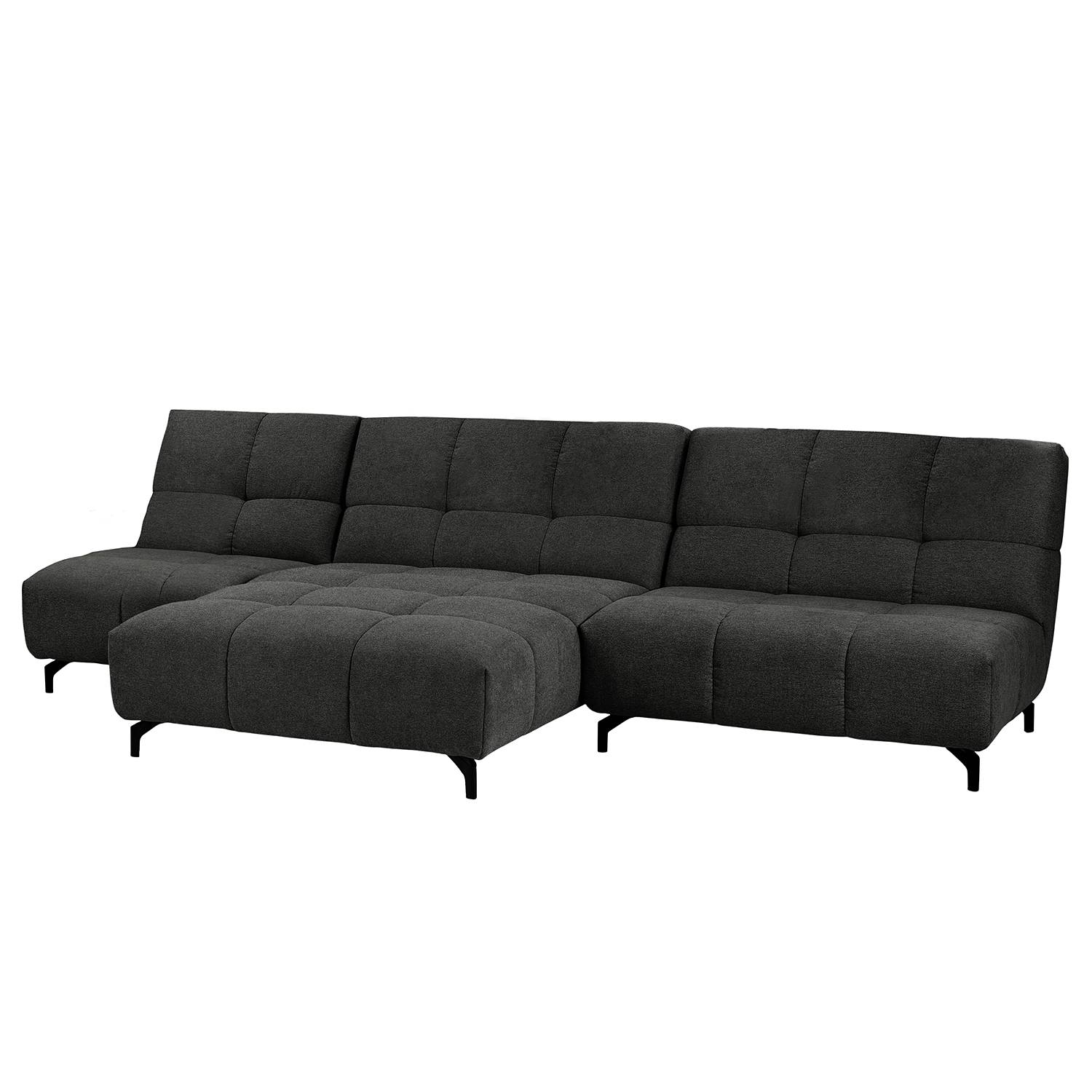 home24 Fredriks Ecksofa Bellmore III Schwarz Microfaser 240x91x169 cm