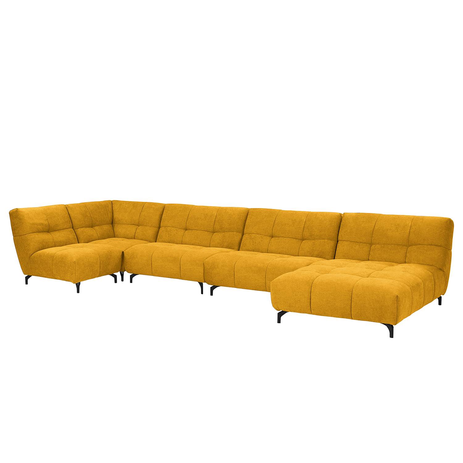 home24 Fredriks Wohnlandschaft Bellmore II Senfgelb Microfaser 424x91x169 cm