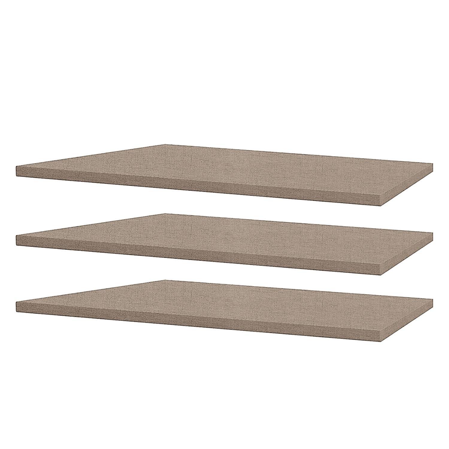home24 45er Fachboden SKØP 3er Set Naturfarbene Leinenoptik 43x2,2x50 cm (BxHxT) Spanplatte Modern
