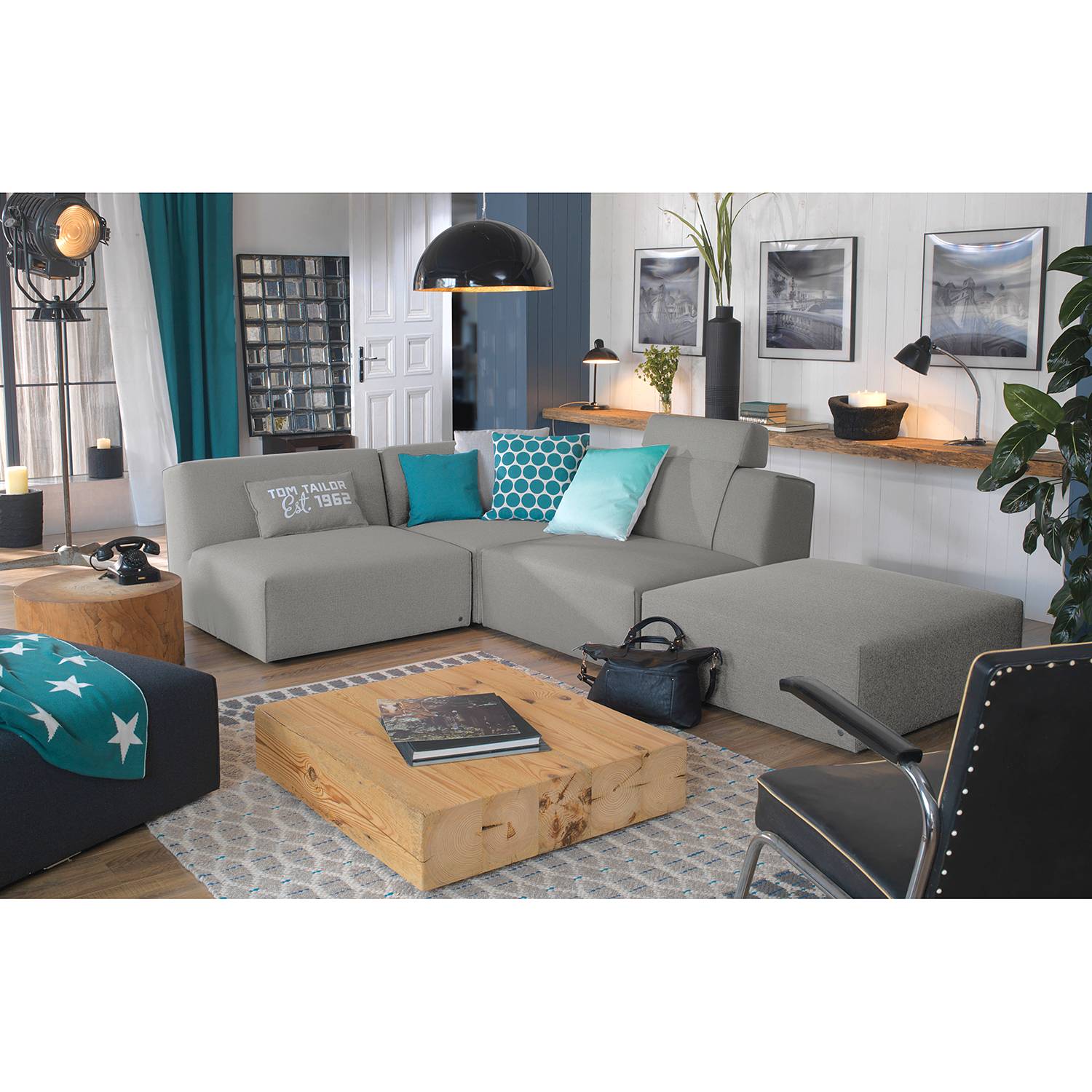 home24 Tom Tailor Ecksofa Elements IX Granit 100% Polyester 287x70x193 cm