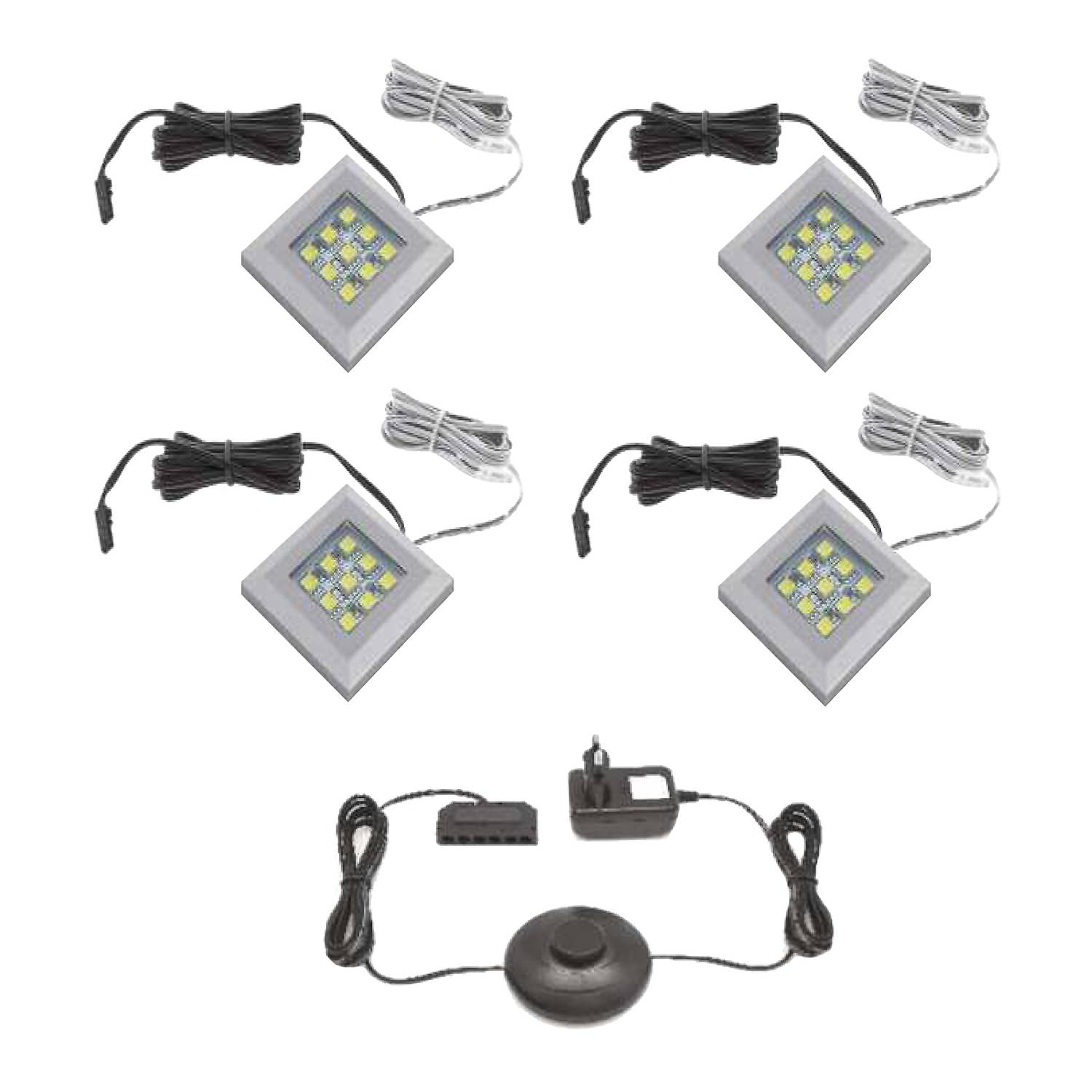 home24 loftscape LED-Beleuchtung Mury II Silber Kunststoff 14x8x18 cm (BxHxT) LED