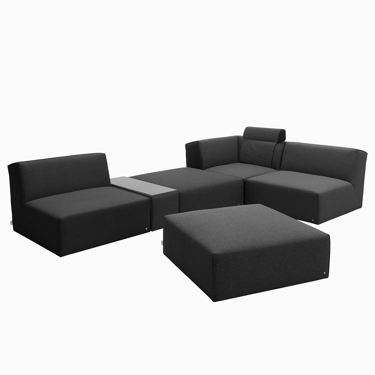 home24 Tom Tailor Ecksofa Elements XII Anthrazit 100% Polyester 322x88x193 cm