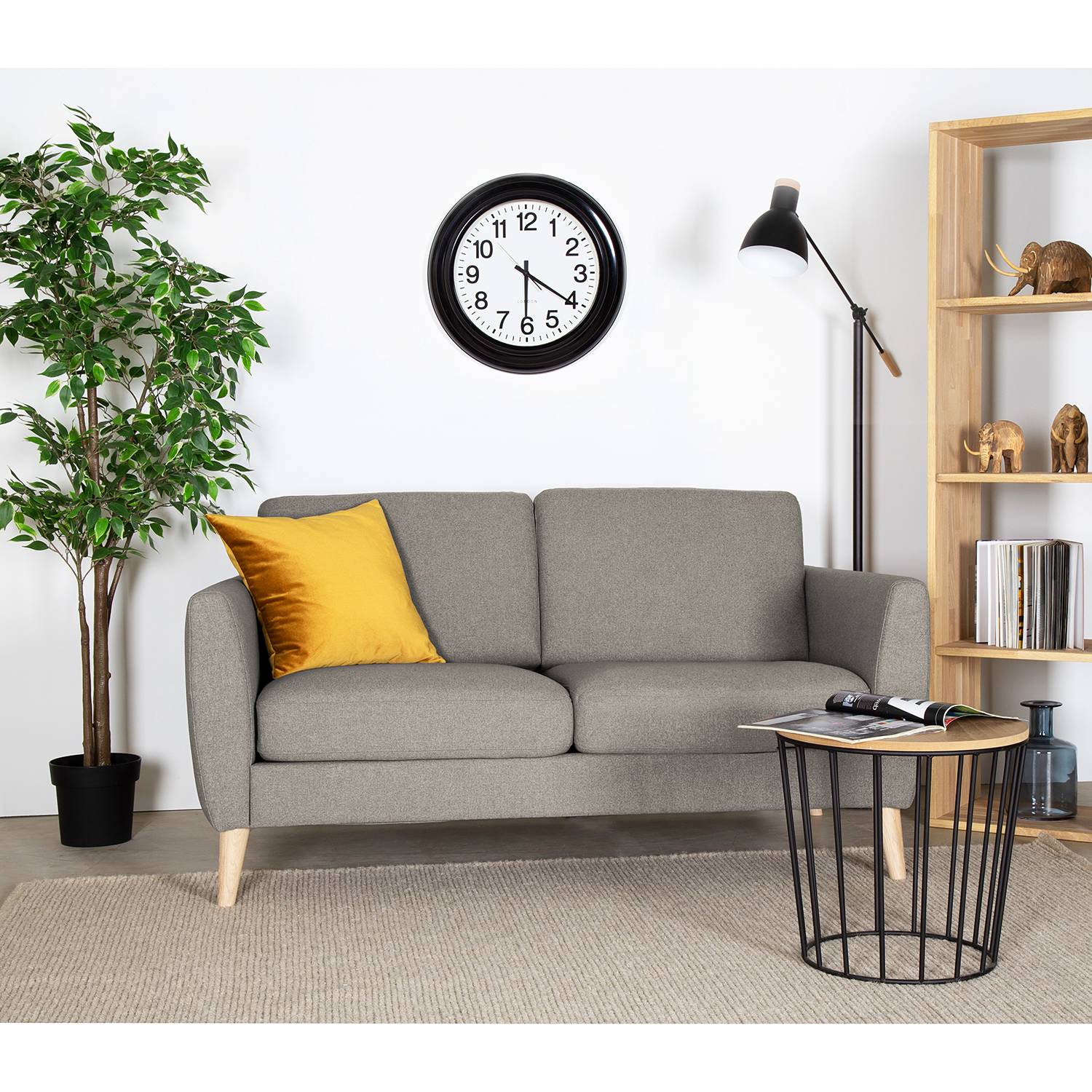 home24 Mørteens Sofa Kustavi 2-Sitzer Beige Polyester 160x80x86 cm (BxHxT) Skandi