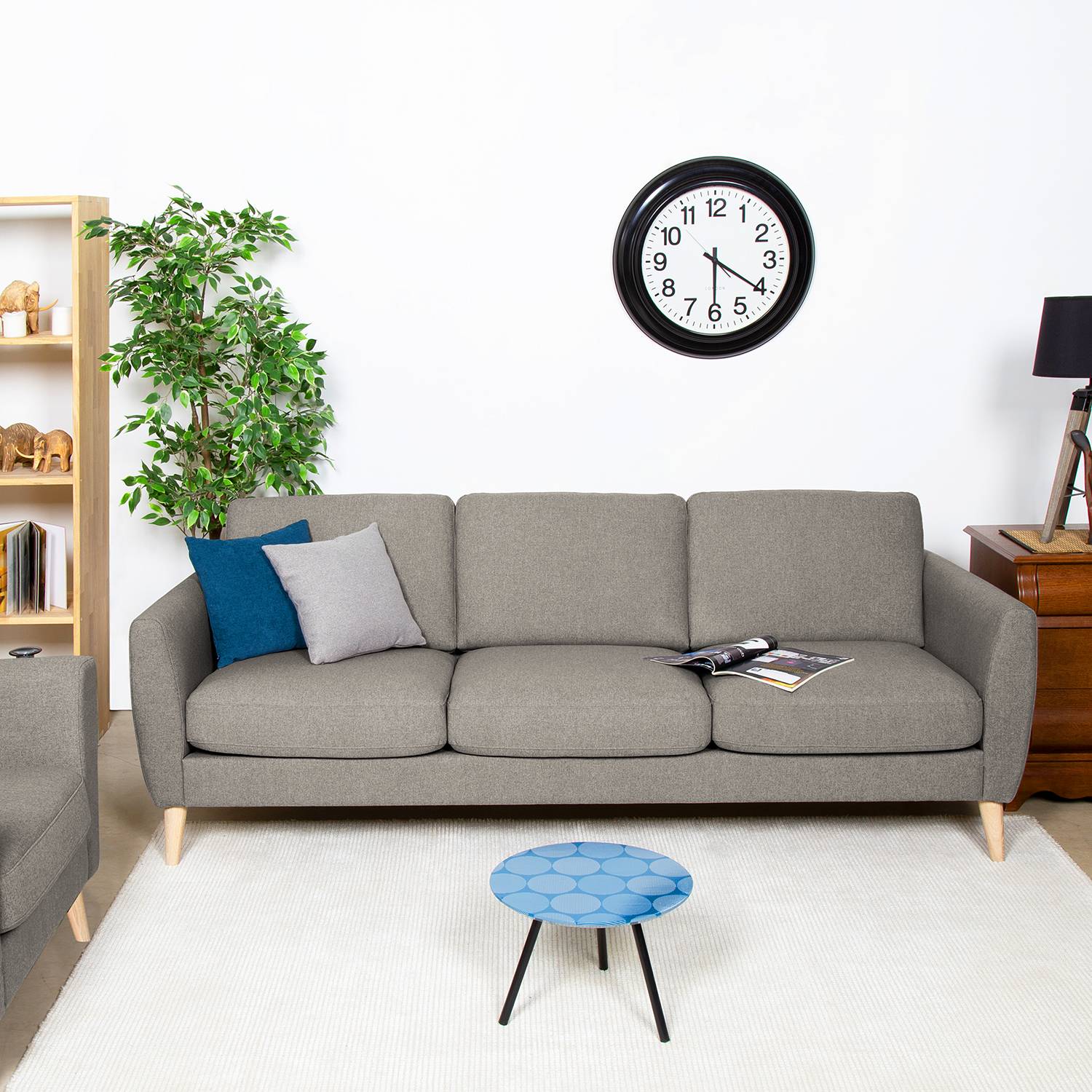 home24 Mørteens Sofa Kustavi 3-Sitzer Beige Polyester 225x80x86 cm (BxHxT) Skandi