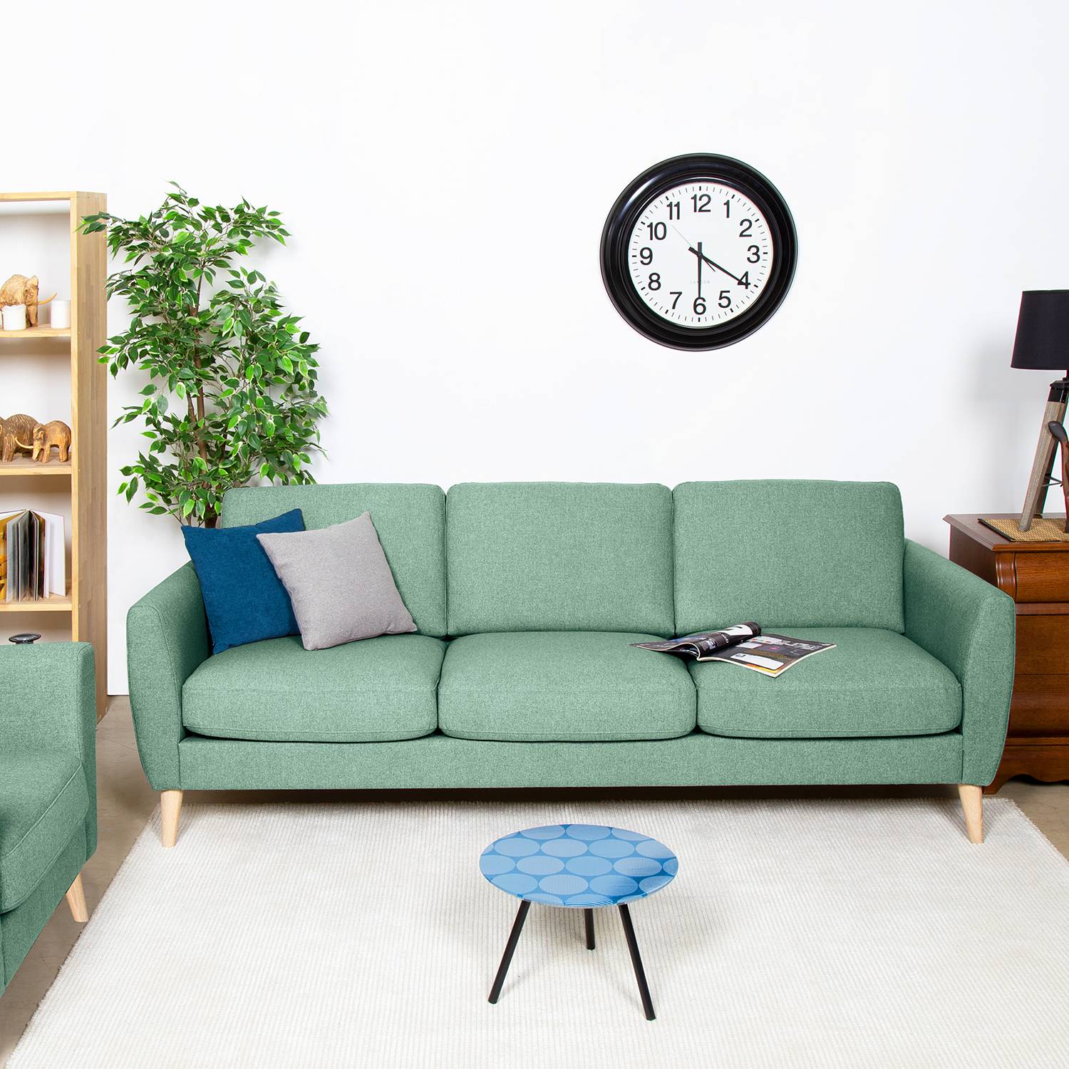 home24 Mørteens Sofa Kustavi 3-Sitzer Mintgrün Polyester 225x80x86 cm (BxHxT) Skandi