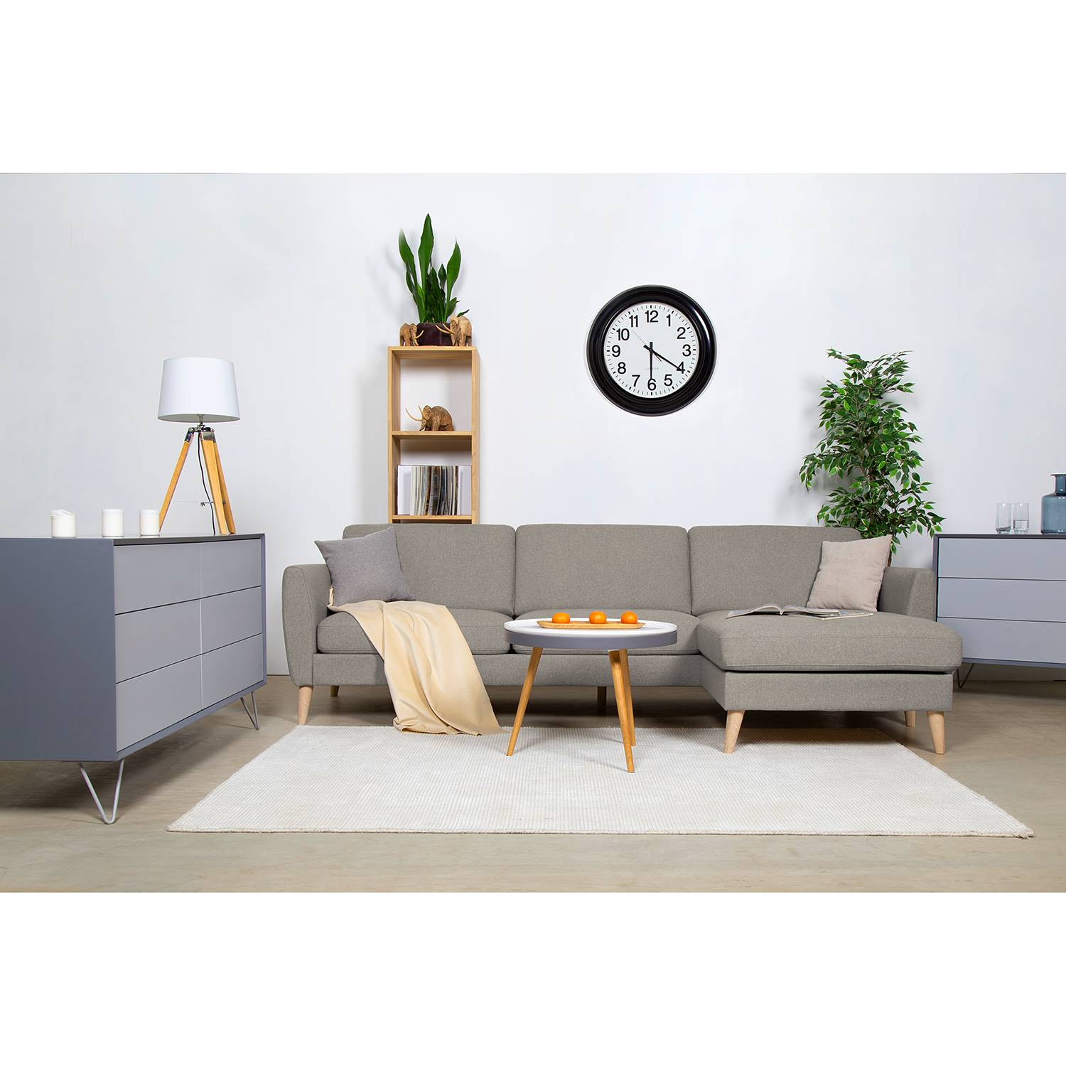 home24 Mørteens Ecksofa Kustavi Beige Polyester 270x80x145 cm (BxHxT) Skandi