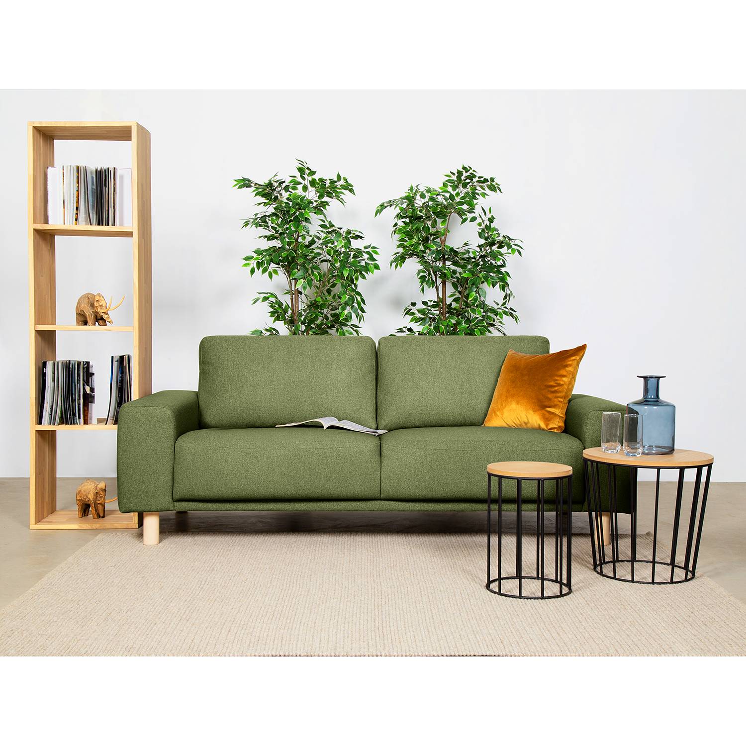 home24 Mørteens Sofa Kotila 2-Sitzer Olivgrün Polyester 208x82x92 cm (BxHxT) Skandi