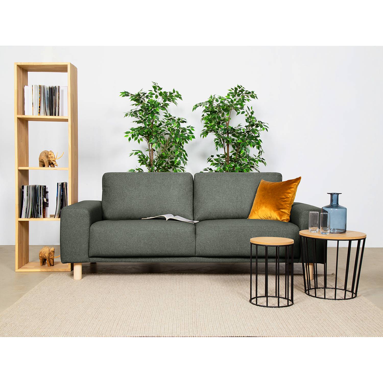 home24 Mørteens Sofa Kotila 2-Sitzer Grau Polyester 208x82x92 cm (BxHxT) Skandi
