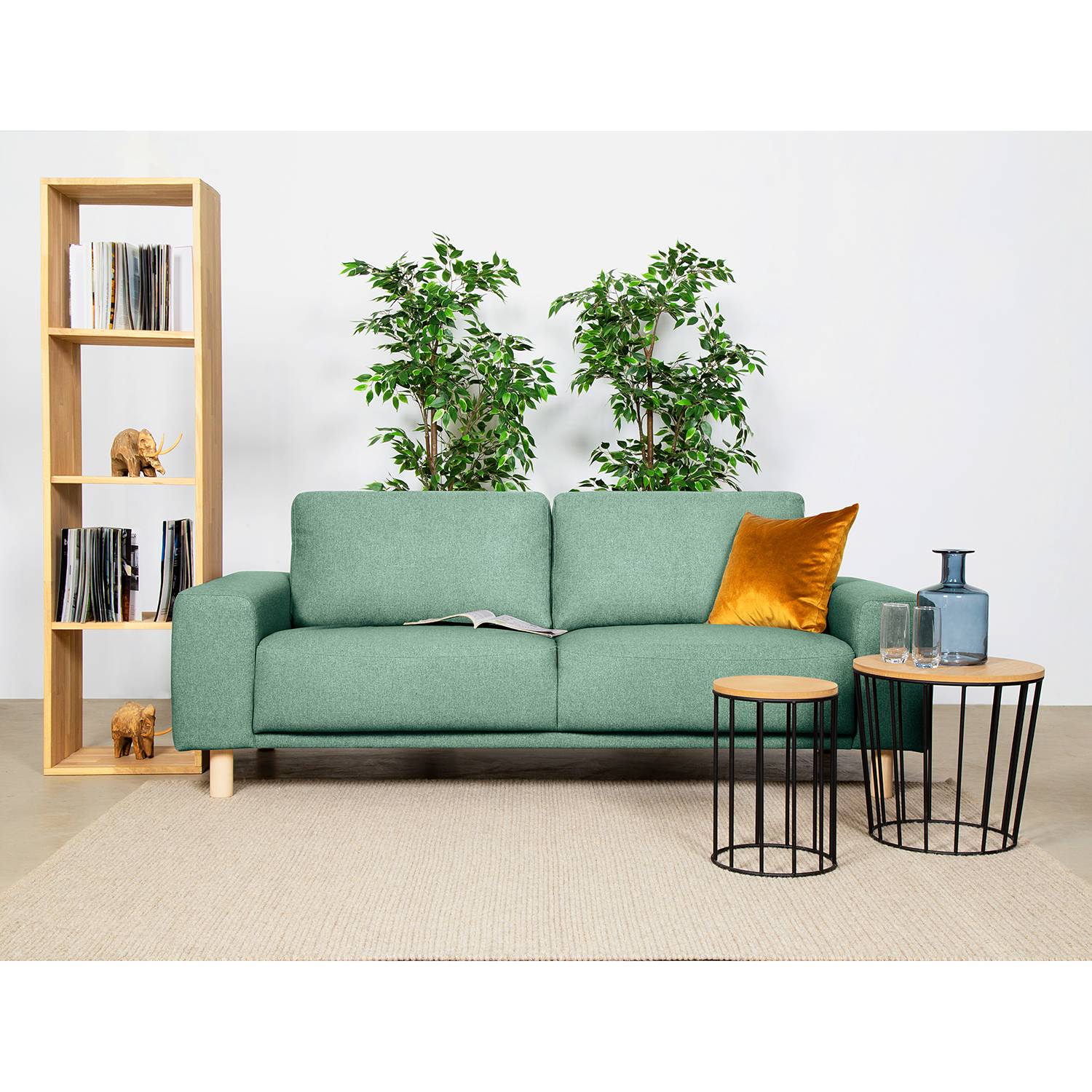 home24 Mørteens Sofa Kotila 2-Sitzer Mintgrün Polyester 208x82x92 cm (BxHxT) Skandi