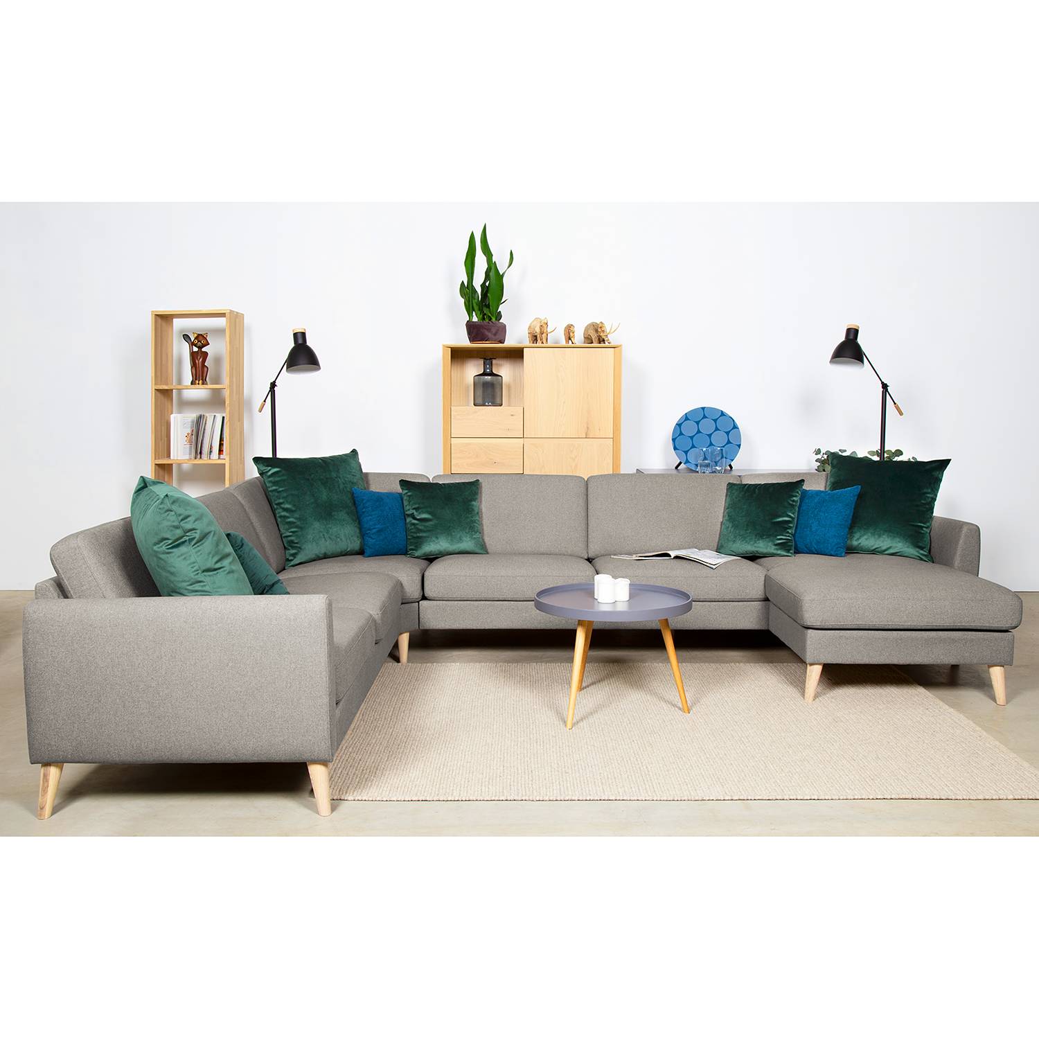 home24 Mørteens Wohnlandschaft Kustavi Beige Strukturstoff 348x80x269 cm (BxHxT) Skandi