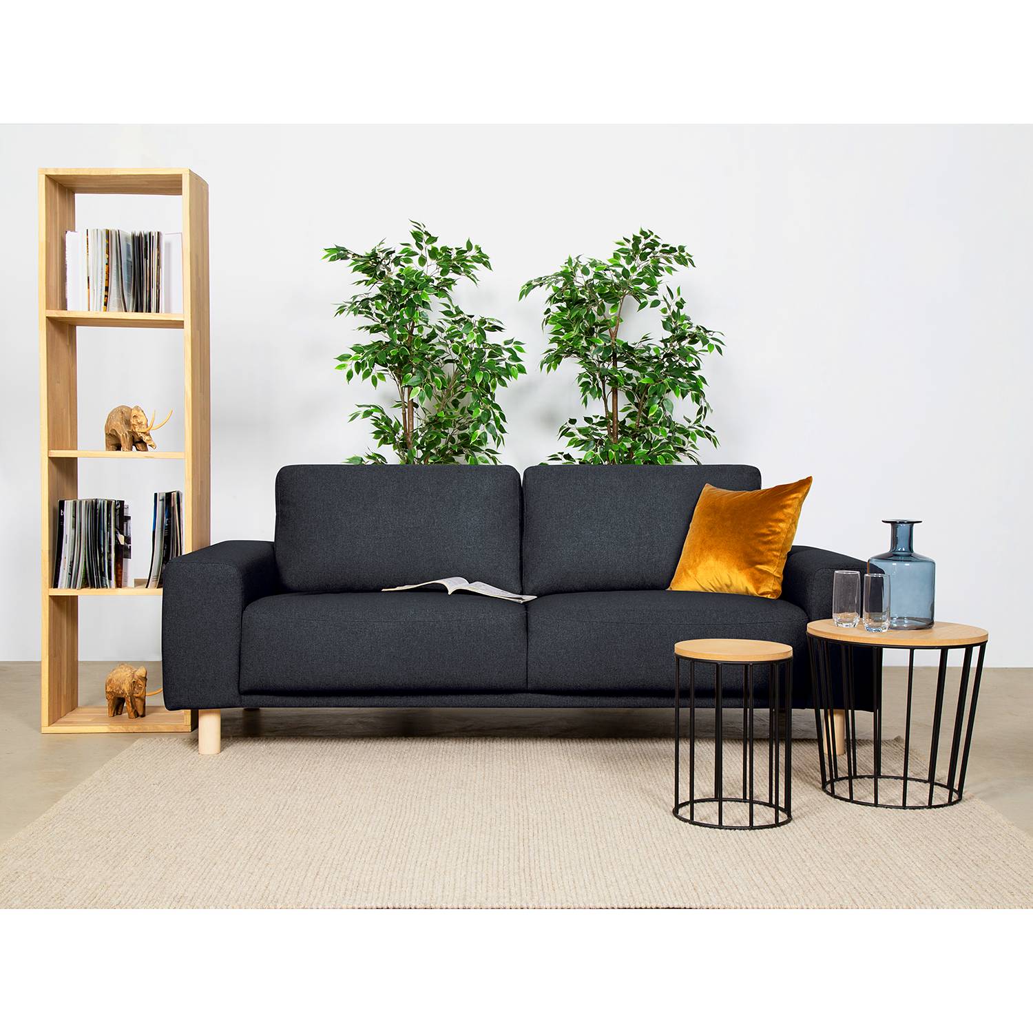 home24 Mørteens Sofa Kotila 2-Sitzer Dunkelblau Polyester 208x82x92 cm (BxHxT) Skandi