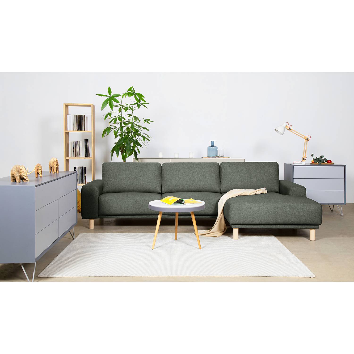 home24 Mørteens Ecksofa Kotila Grau Polyester 288x82 cm (BxH) Skandi