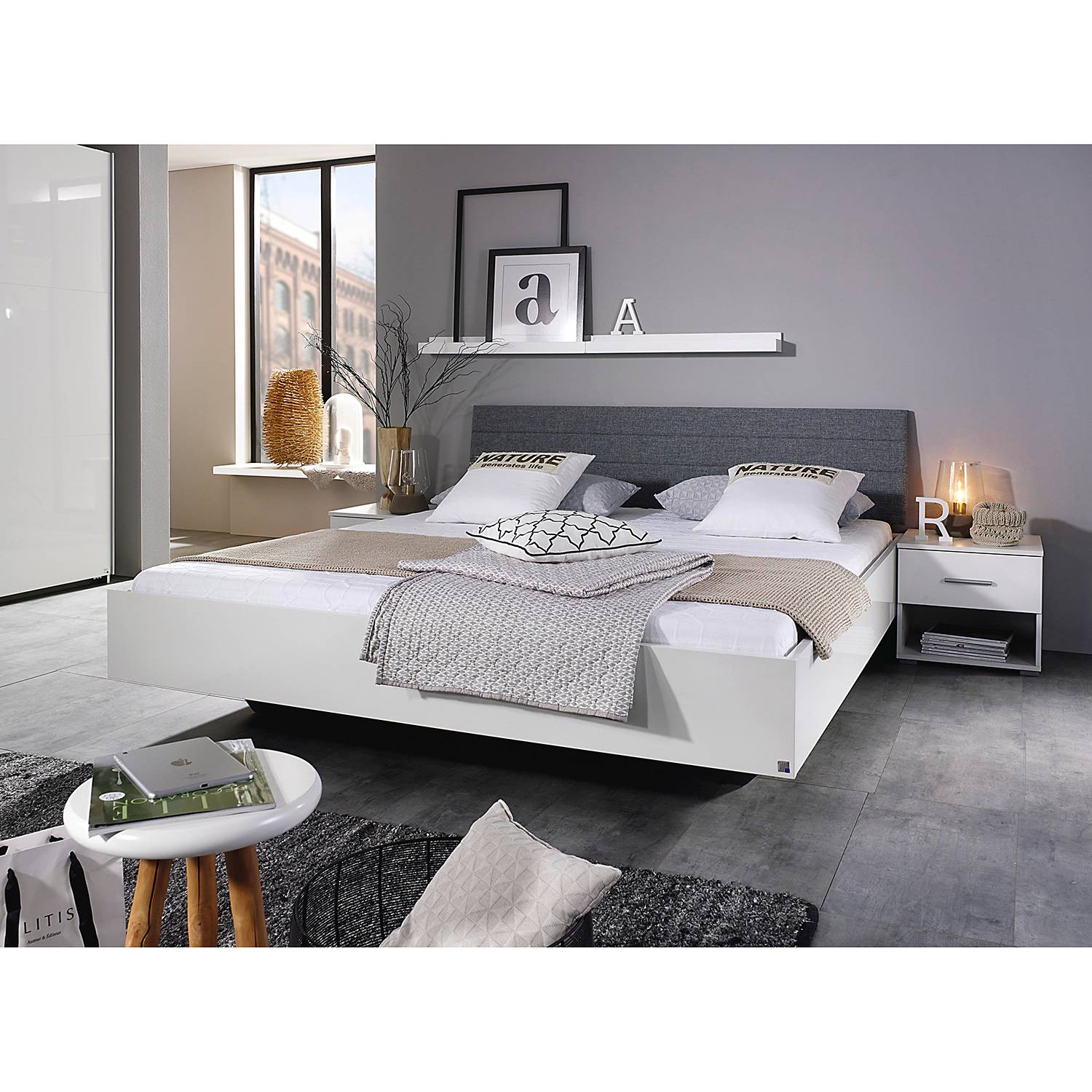 home24 Rauch Futonbett Halle 140x200 cm Holzwerkstoff Weiß Matt/Hochglanz Weiß
