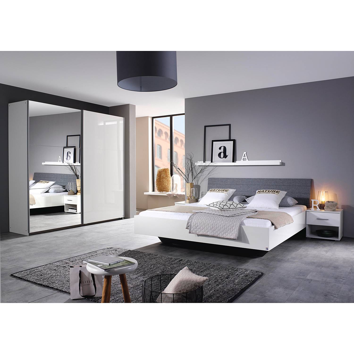home24 Rauch Futonbett Halle 160x200 cm Holzwerkstoff Weiß Matt/Hochglanz Weiß