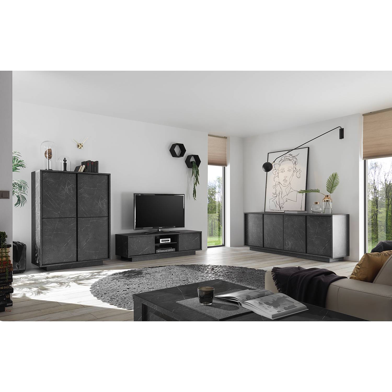 home24 TV-Lowboard Carrara