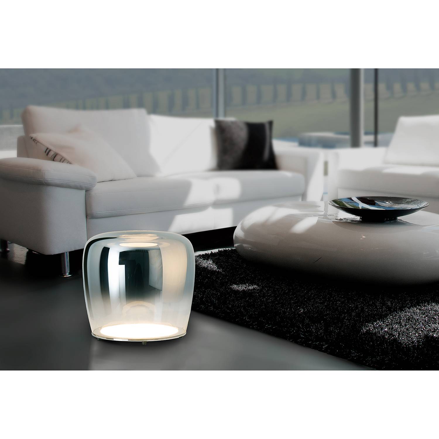home24 LED-Tischleuchte Smoky