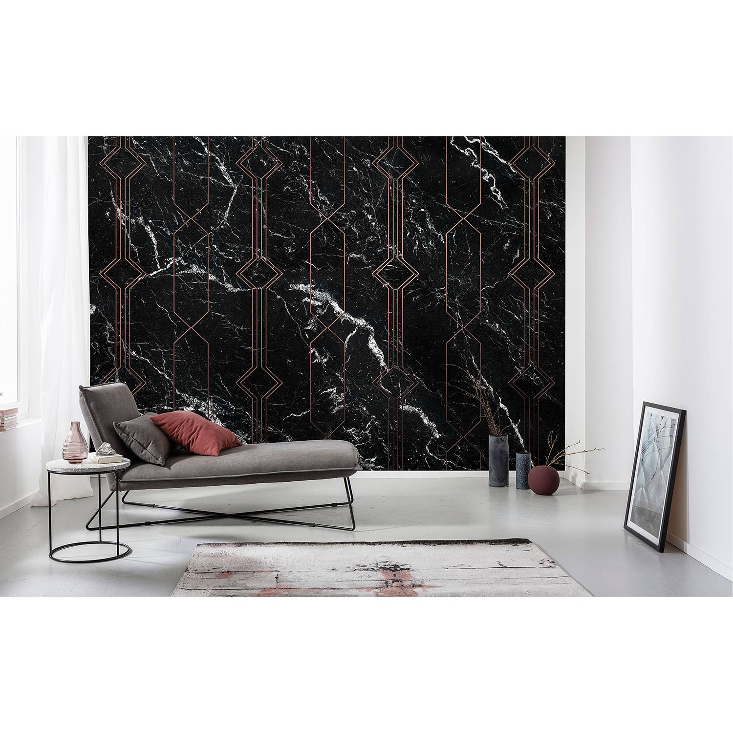 Papier peint intissé Marble Black