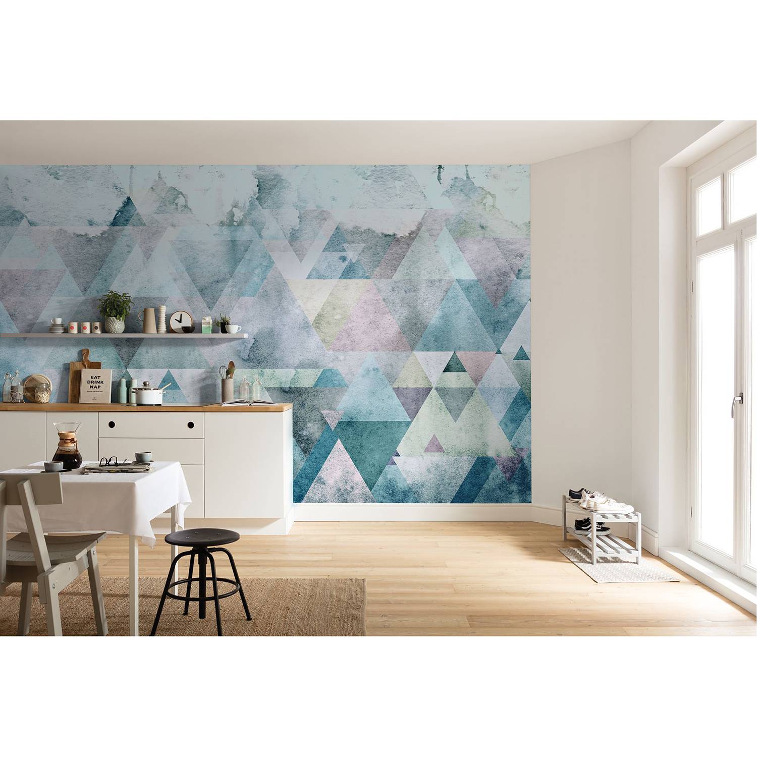 Papier peint intissé Triangles Blue