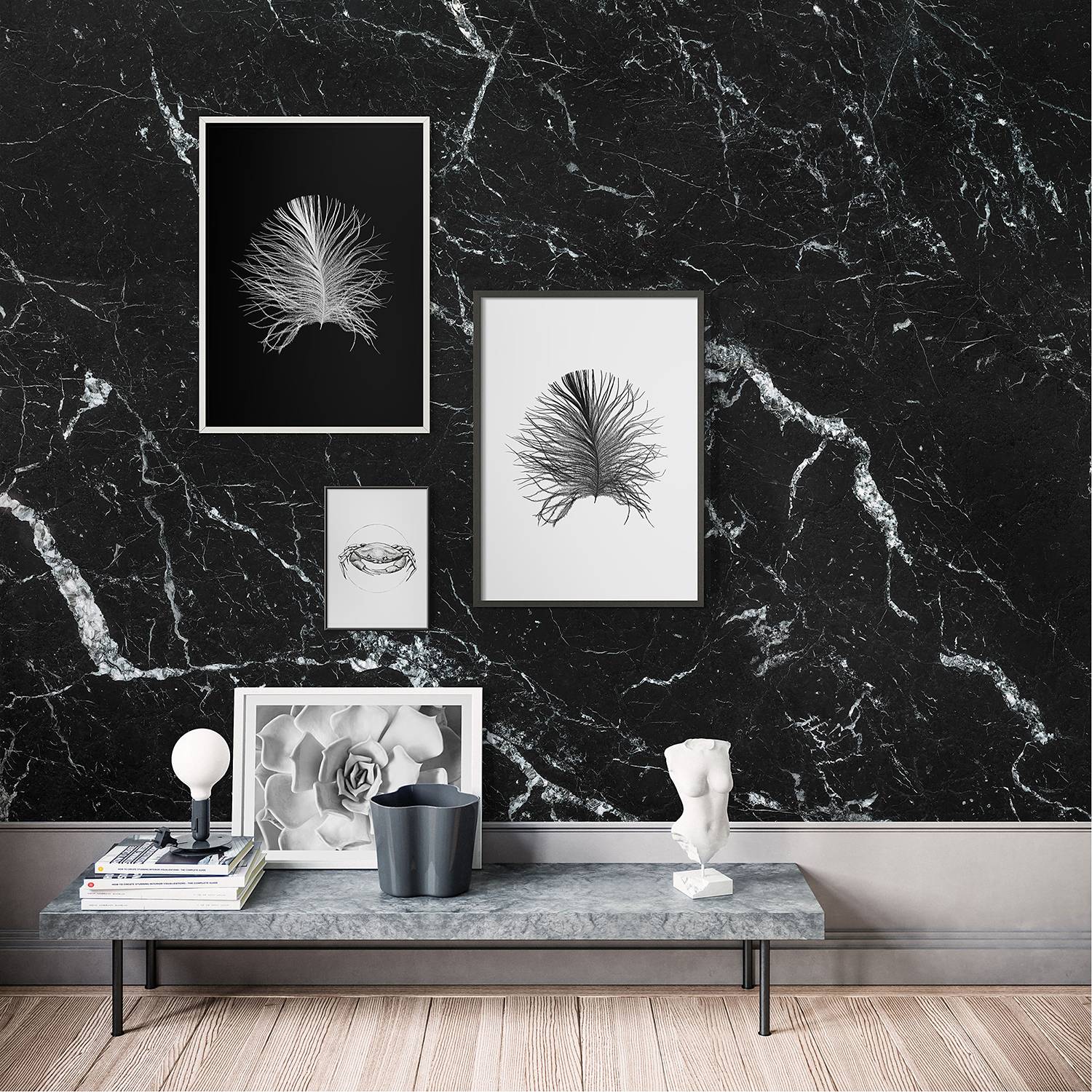 Papier peint intissé Marble Nero