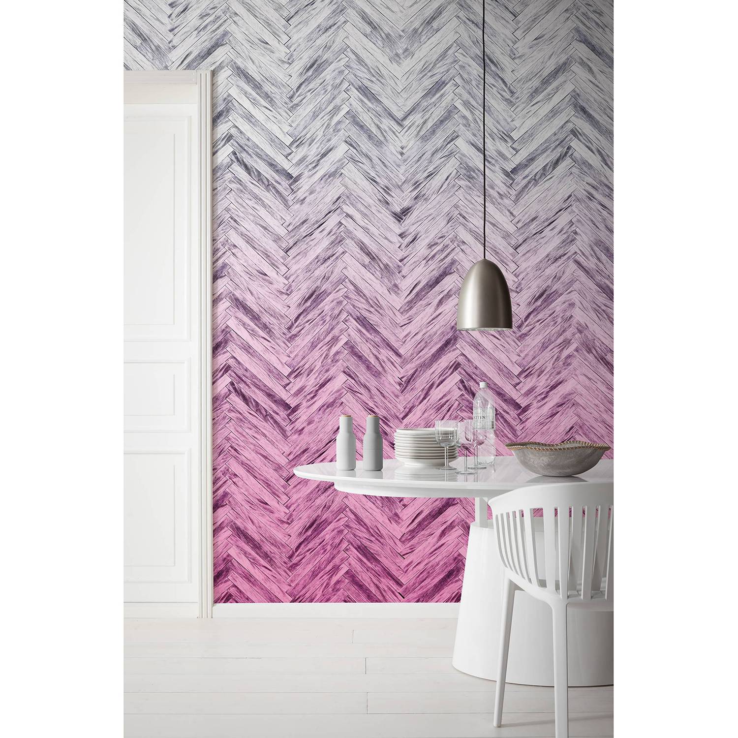 Papier peint intissé Herringbone Pink
