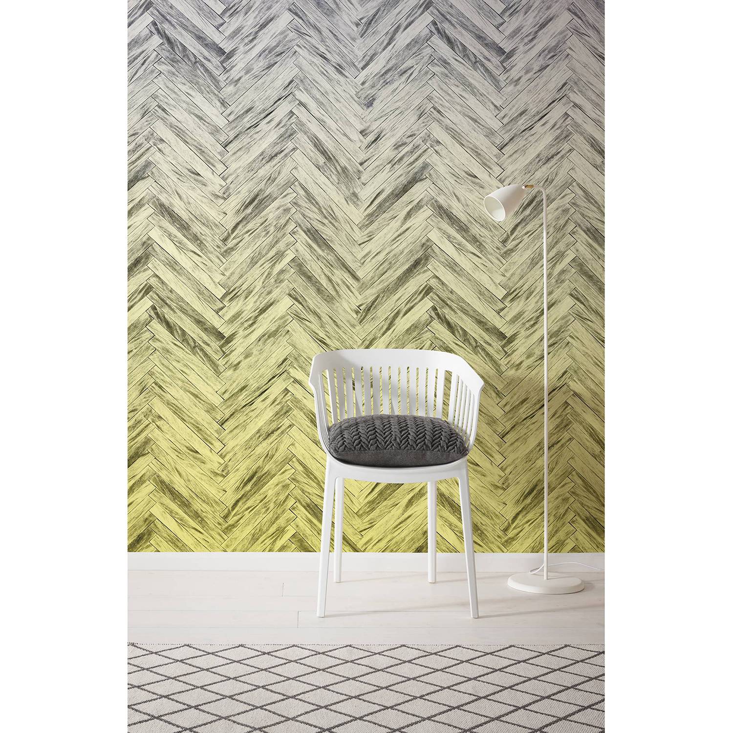 Papier peint intissé Herringbone Yellow