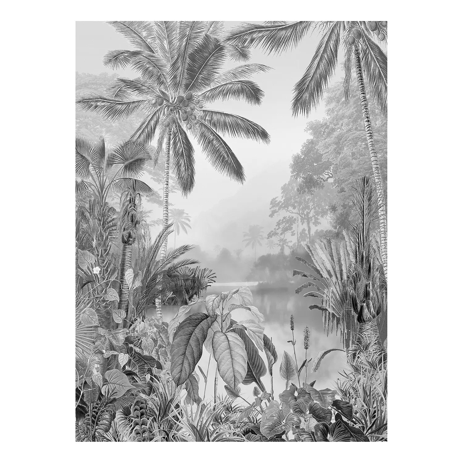Tropical Lac Black & White Fototapete