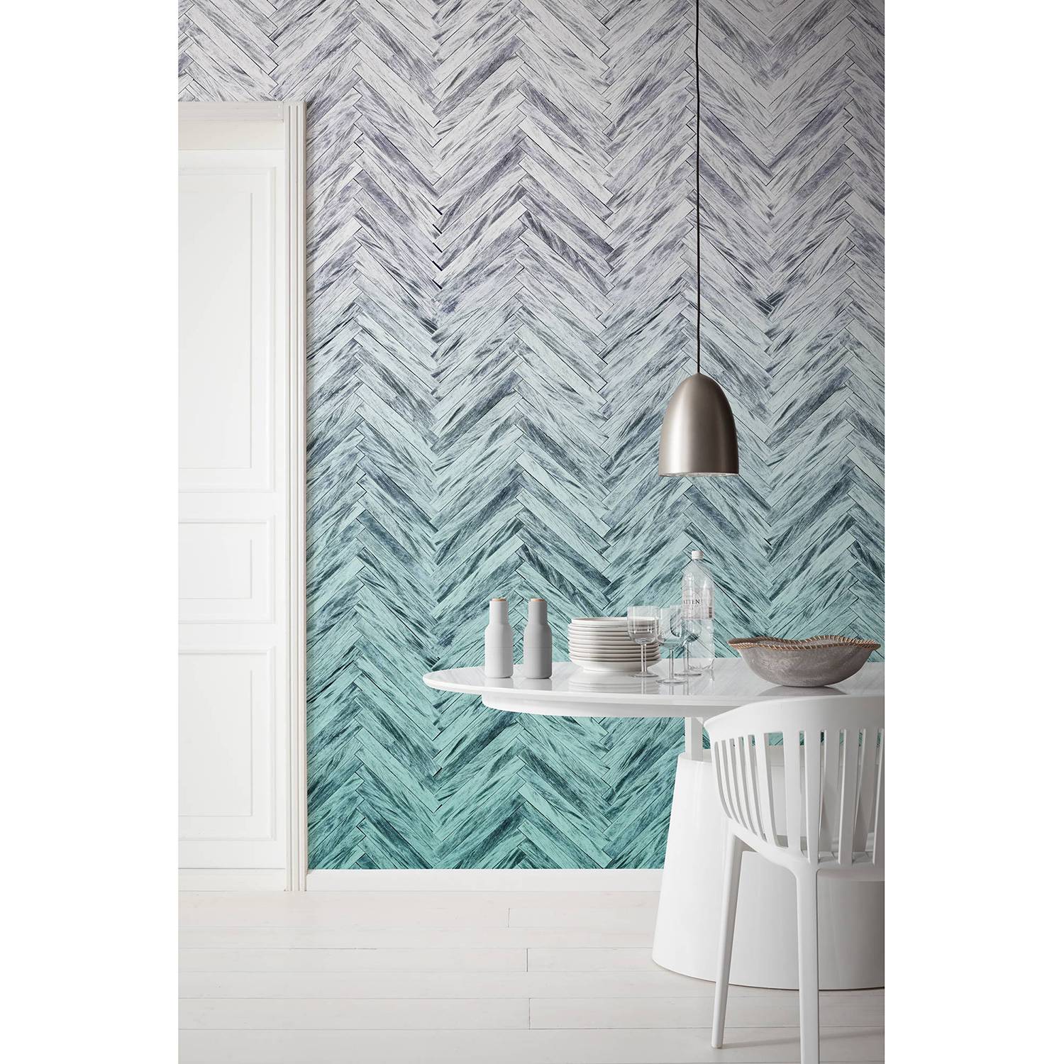 Papier peint intissé Herringbone Mint