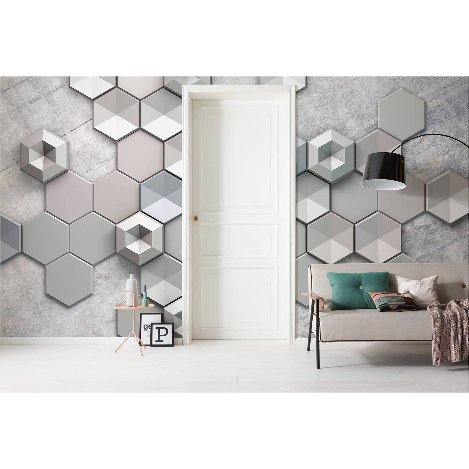Papier peint intissé Hexagon Concrete