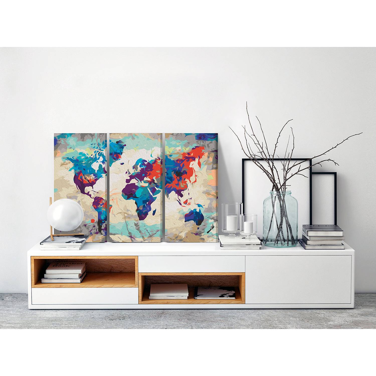 Home24 Schilderen op Nummer World Map, Artgeist